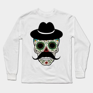 'Cinco de Derby Skull' Art Skull Color Gift Long Sleeve T-Shirt